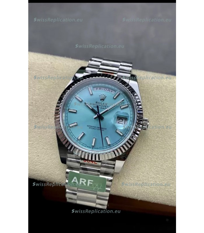 Rolex Day Date 904L Stainless Steel Tiffany Blue Stick Dial Watch 40MM - 1:1 Mirror Quality