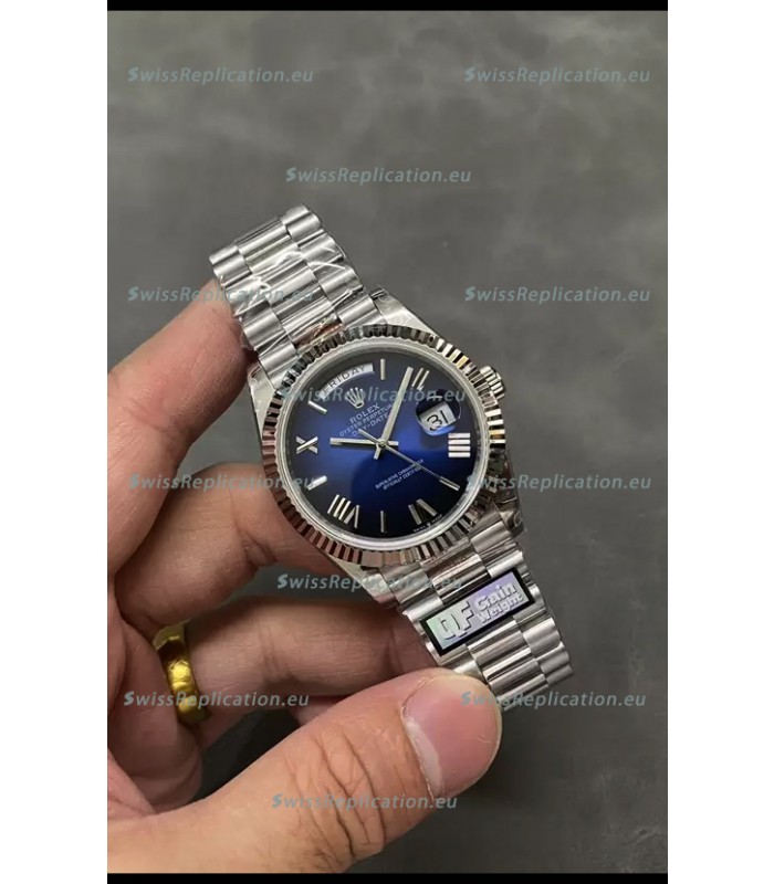Rolex Day Date Presidential Stainless Steel Navy Blue Dial Watch 40MM - 1:1 Mirror Quality