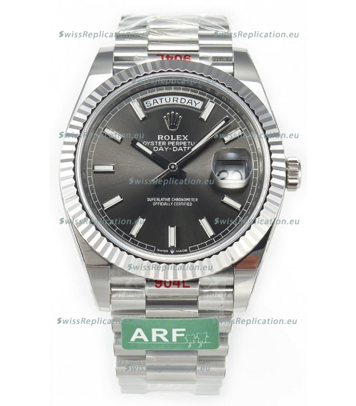 Rolex Day Date Presidential Stainless Steel Grey Dial Watch 40MM - 1:1 Mirror Quality
