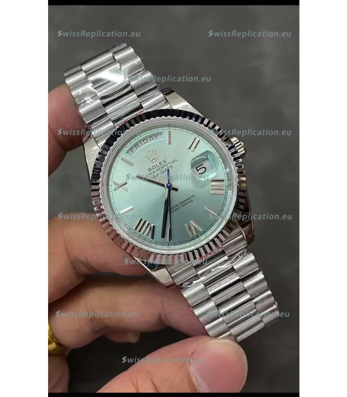 Rolex Day Date Presidential Stainless Steel ICE Blue Dial Watch 40MM - 1:1 Mirror Quality