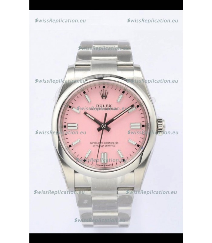 Rolex Oyster Perpetual REF 126000 36MM Swiss Movement Swiss Replica Pink Dial 904L Steel 1 1 Mirror Replica Watch From Rolex