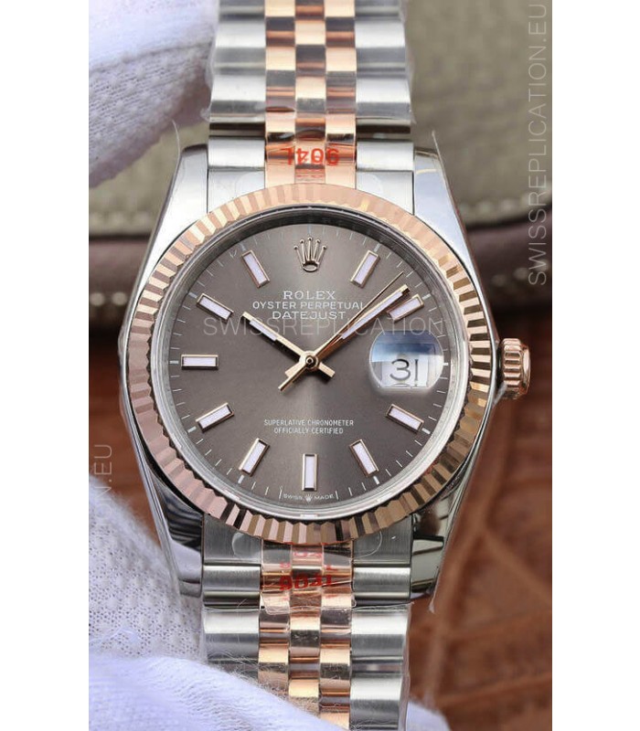 Rolex Datejust 36MM ETA-3135 Movement Swiss Replica in 904L Two Tone Grey Dial