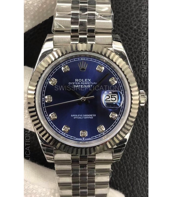 Rolex Datejust 36MM ETA-3135 Movement Swiss Replica in 904L Steel in Blue Dial 