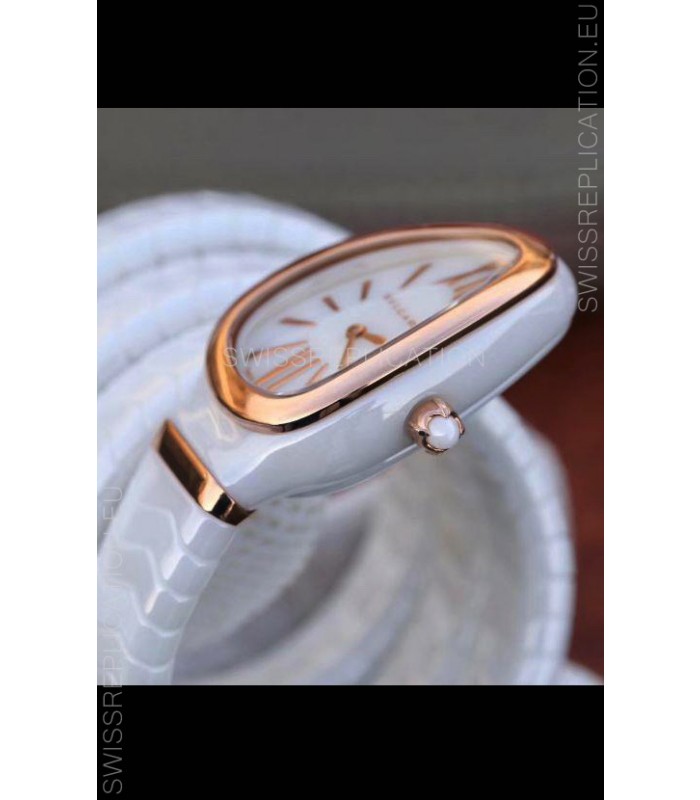 Bvlgari Serpenti Edition White Ceramic Replica Watch in 1:1 Mirror Quality 