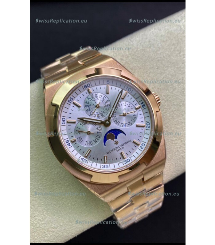 Vacheron Constantin Overseas Perpetual Calendar Ultra-Thin Steel Dial Rose Gold Casing Replica