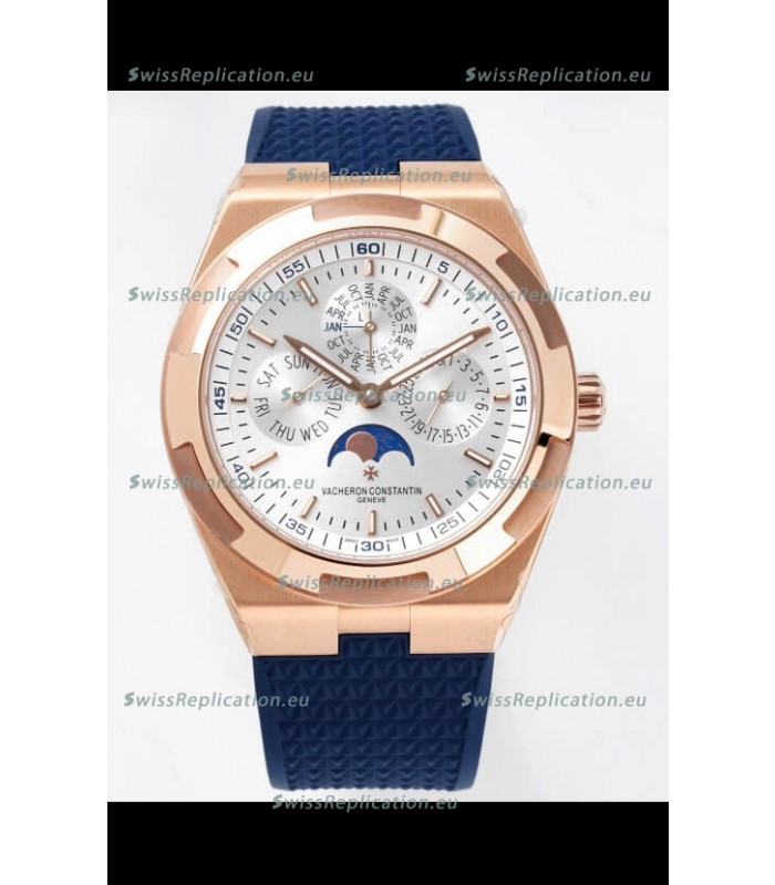 Vacheron Constantin Overseas Perpetual Calendar Ultra-Thin Steel Dial Rose Gold Casing Replica