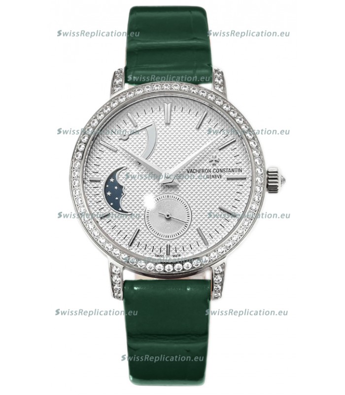 SWREPLIS98001 4287 Vacheron Constantin Traditionelle Moon Phase White Dial in Steel Case Swiss Replica