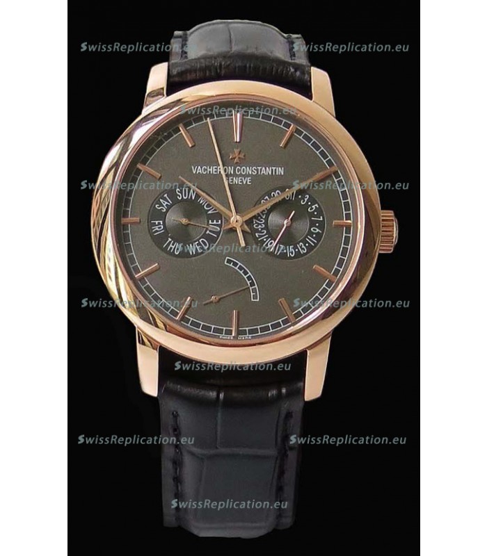 Vacheron Constantin Traditionnelle Day Date Pink Gold Swiss Replica Watch 