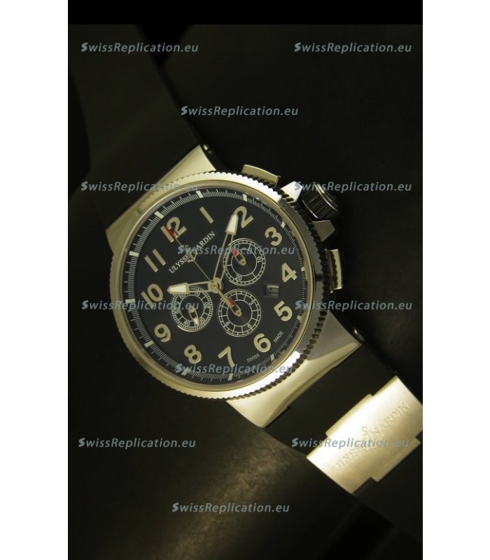 Ulysse Nardin Marine Chronograph Stainless Steel Black Arabic Dial - 1:1 Mirror Replica