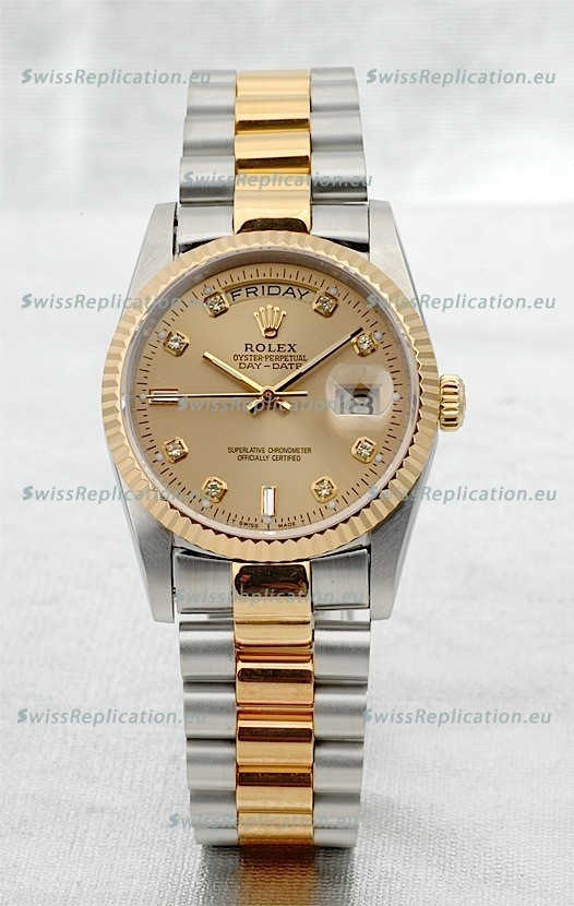 Rolex Day Date Two Tone Swiss Replica Watch From Rolex