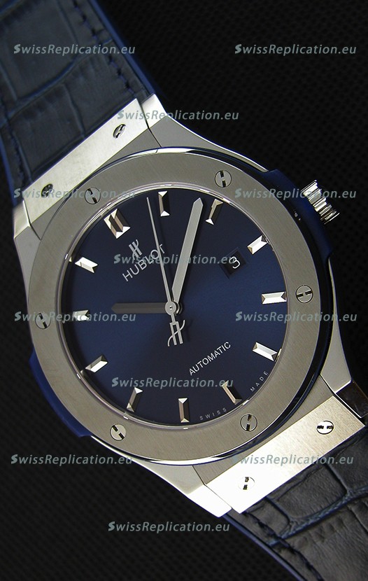 Hublot Classic Fusion Blue Titanium Swiss Replica Watch 1 1 Mirror Replica From Hublot