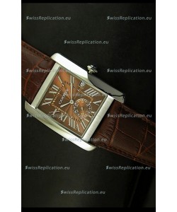 Cartier Tank Anglaise Japanese Replica Watch 34MM - Brown Dial Steel Case