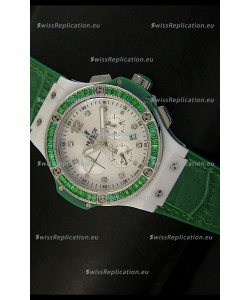 Hublot Big Bang 34MM Ladies Tutti Frutti Edition in Green Strap