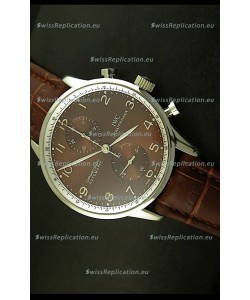 IWC Portuguese Chronograph Swiss Replica Watch in Steel Case - 1:1 Mirror Replica Edition