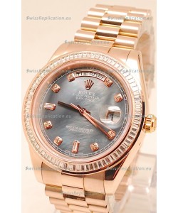 Rolex Day Date II Rose Gold Japanese Watch in Pearl Dial 