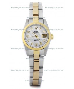 Rolex DateJust - Two Tone Ladies Swiss Replica Watch in White Mother of Pearl Dial