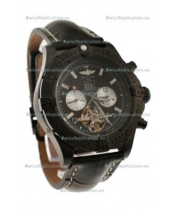 Breitling Chronometre Tourbillon Japanese Replica Watch in Black Strap