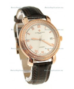 Vacheron Constantin Geneve Japanese Replica Gold Watch in Diamond Bezel