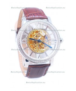 Ronde De Cartier Skeleton Watch in Diamond Bezel