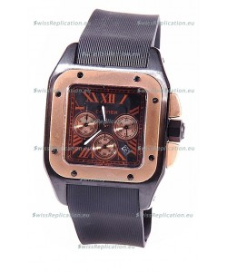 Cartier Santos 100 Carbon Chrono Japanese Replica Watch