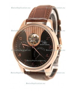 IWC Portuguese Tourbillon Mystere Japanese Replica Rose Gold Watch 