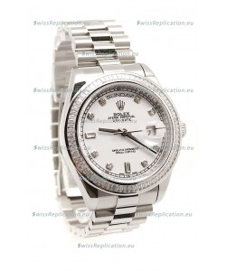 Rolex Day Date Silver Swiss Mens Watch