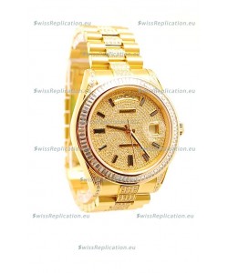 Rolex Day Date Swiss Watch in Yellow gold with Diamonds Dial