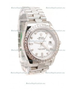 Rolex Day Date Silver Japanese Mens Watch