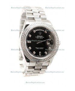 Rolex Day Date Silver Japanese Mens Watch