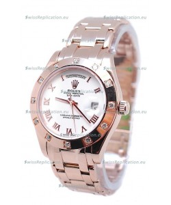 Rolex Day Date Rose Gold Japanese Replica Watch in Diamond Bezel