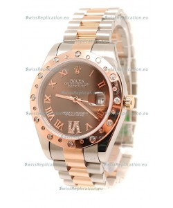 Rolex DateJust Mid-Sized Japanese Replica Rose Gold Watch