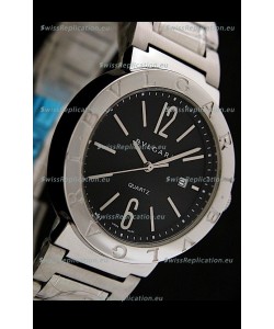 Bvlgari Diagono Japanese Replica Quartz Watch in Black Dial
