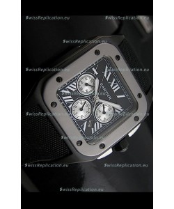 Cartier Santos 100 Japanese Replica Watch in Black Dial