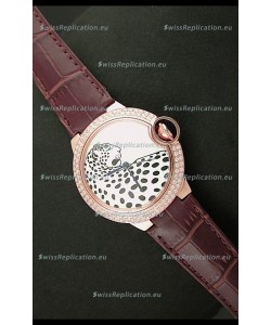 Ballon De Cartier Watch in Pink Gold Casing with Diamonds Bezel