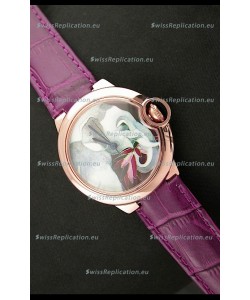 Ballon De Cartier Watch in Elephant Lacquered Dial and Pink Gold Casing