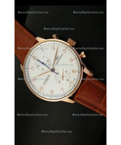 IWC Portuguese Chronograph Swiss Replica Watch in Pink Gold - 1:1 Mirror Replica Edition