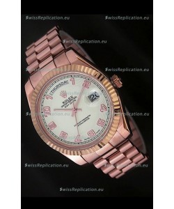Rolex Day Date Japanese Replica Steel Watch in Arabic Markers