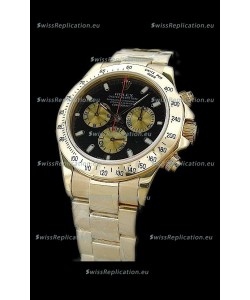 Rolex Daytona Swiss Replica Gold Watch in Black Dial