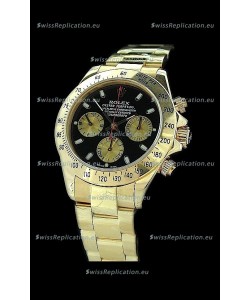 Rolex Daytona Cosmograph Swiss Replica Gold Watch in Black Dial