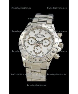 Rolex Daytona Cosmograph Swiss Replica Steel Watch in White Dial