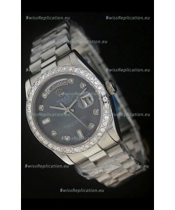 Rolex Day Date Just Japanese Replica Watch in Black Dial 