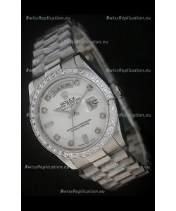 Rolex Day Date Just Japanese Replica Watch in White Dial