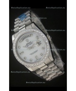 Rolex Day Date Just Japanese Replica Watch in White Dial