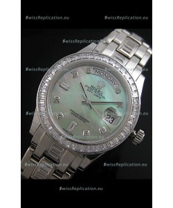 Rolex Oyster Perpetual Day Date Swiss Replica Watch in Green Mother of Pearl Dial 