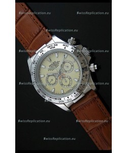 Rolex Daytona Japanese Replica Steel Watch in Yellow Rolesium Dial