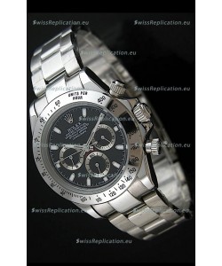 Rolex Daytona Japanese Replica Steel Watch in Black Dial
