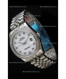 Rolex DateJust Japanese Mens Replica Silver Watch in Diamond Markers