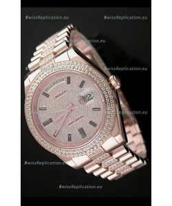 Rolex Day Date Japanese Automatic Rose Gold Watch in Ruby Stick Markers