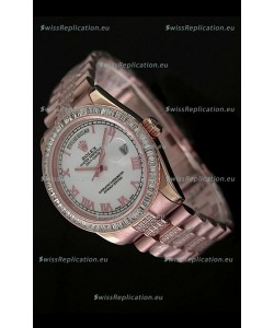 Rolex Oyster Perpetual Day Date Swiss Rose Gold Automatic Watch in Roman Markers