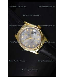 Rolex Day Date 36MM Yellow Gold Swiss Replica Watch - Grey Dial